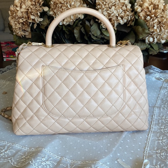 Chanel Medium Coco Quilted Caviar Leather Top Handle Shoulder Bag - Picture 3 of 13